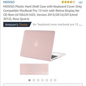 13’ Inch Pink MacBook Pro Case w/ keyboard cover
